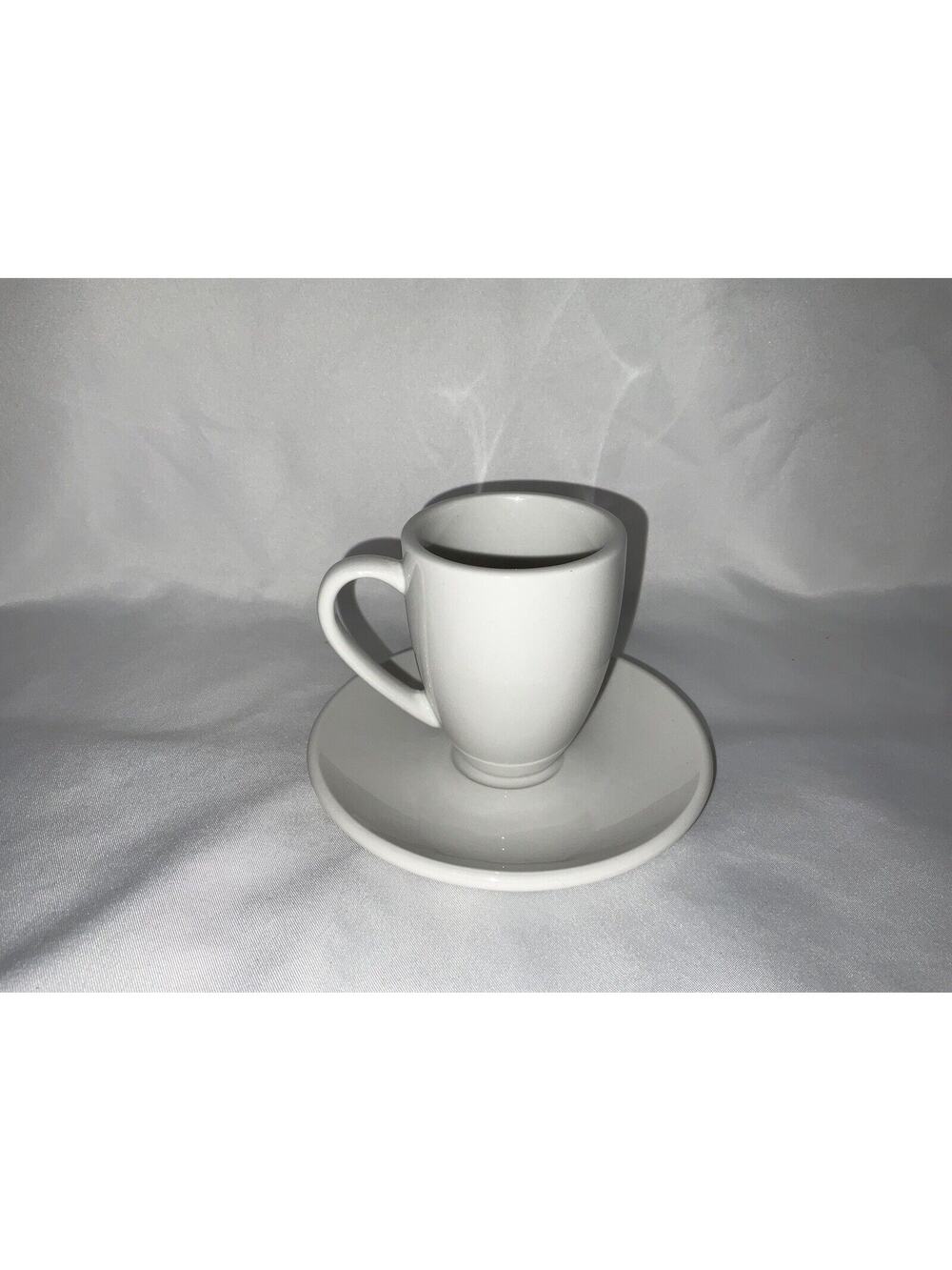 Coffee Bar by Konitz 2 Espresso  6 oz White Porcelain Cup & Saucer Set